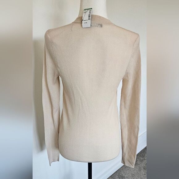 Le 31 Par Simons Cream Knit Partially Sheer Long Sleeve Top Size Medium - Picture 2 of 13
